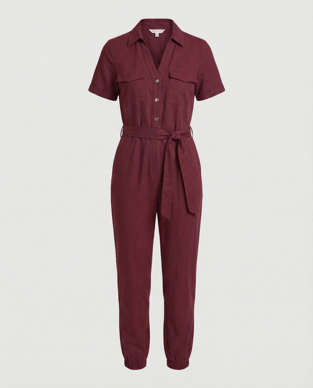 Damen lässiger Jumpsuit mit tailliertem Schnitt und durchgehender Knopfleiste Drune