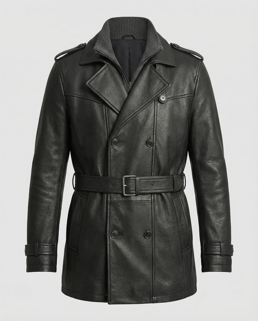 Drune | Doppelreihiger Leder-Trenchcoat Herren