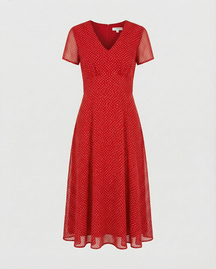 Drune - Elegantes Kleid mit V-Ausschnitt Schwingender Saum