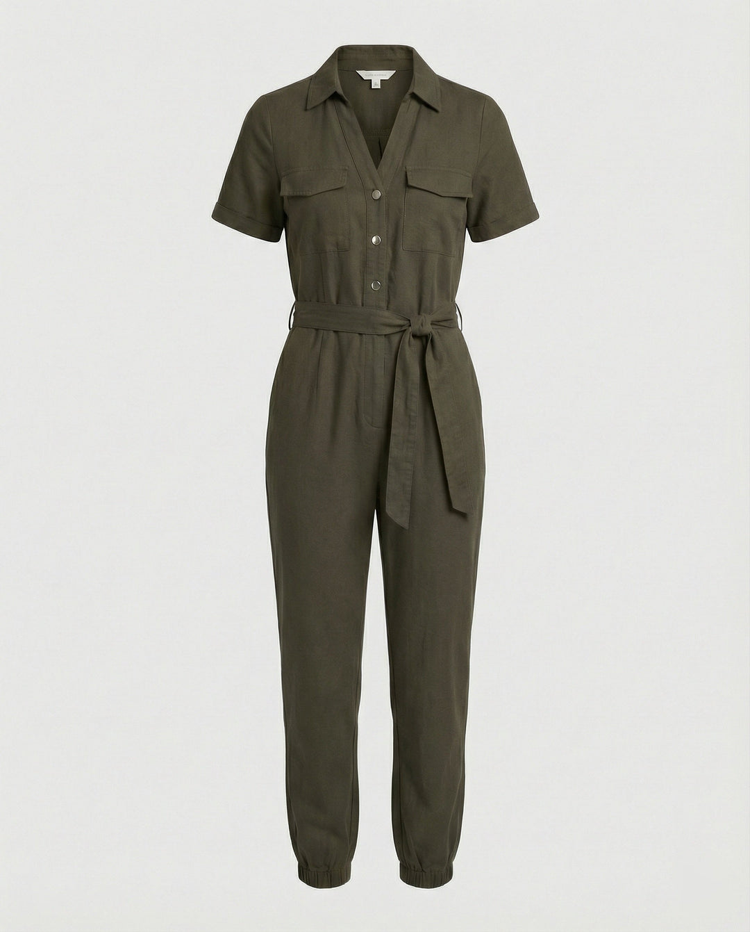 Damen lässiger Jumpsuit mit tailliertem Schnitt und durchgehender Knopfleiste Drune