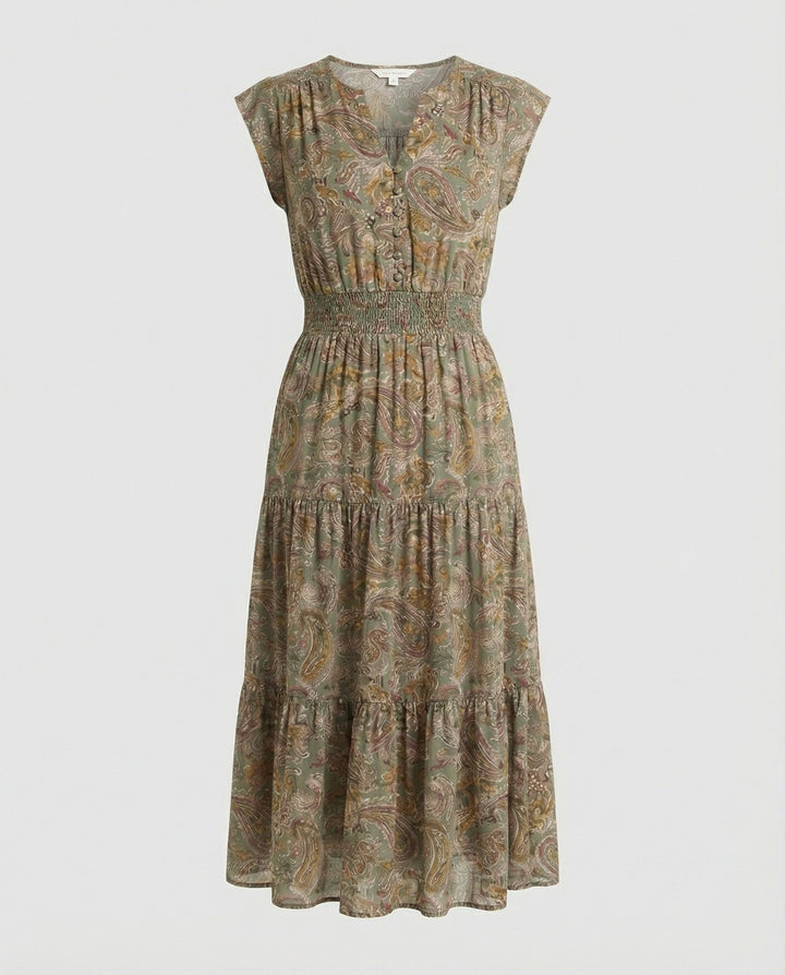 Boho Maxikleid Sommer mit Smok Taille
