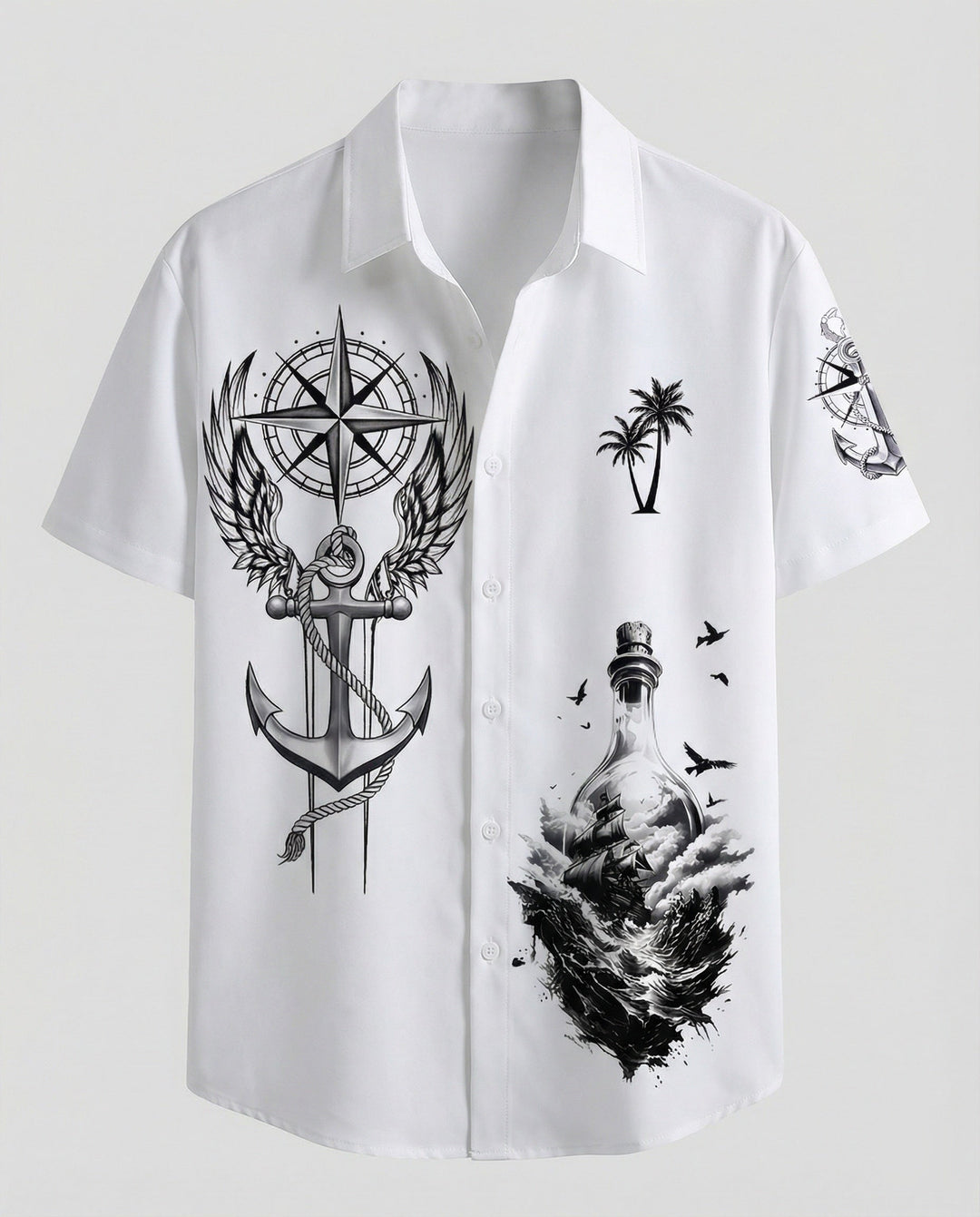 Herren Kurzarmhemd Hawaii Viskose