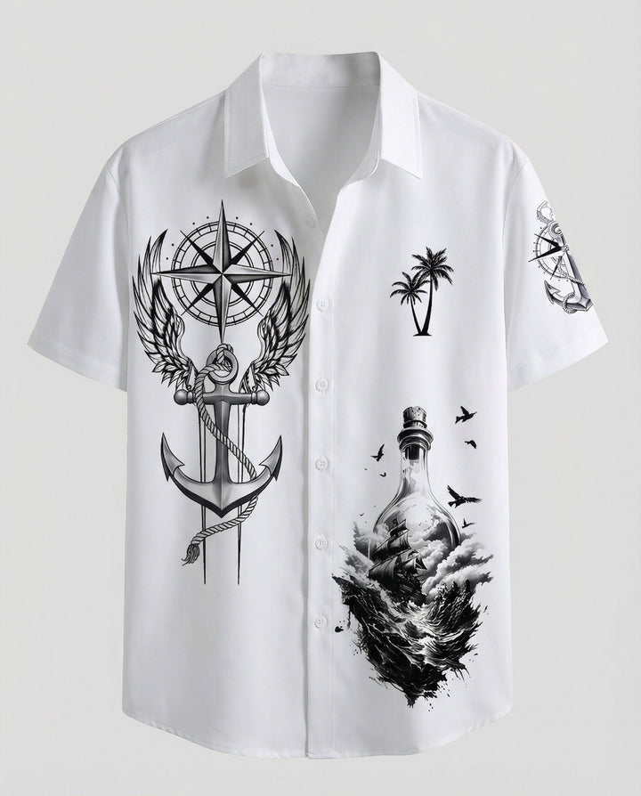 Herren Kurzarmhemd Hawaii Viskose