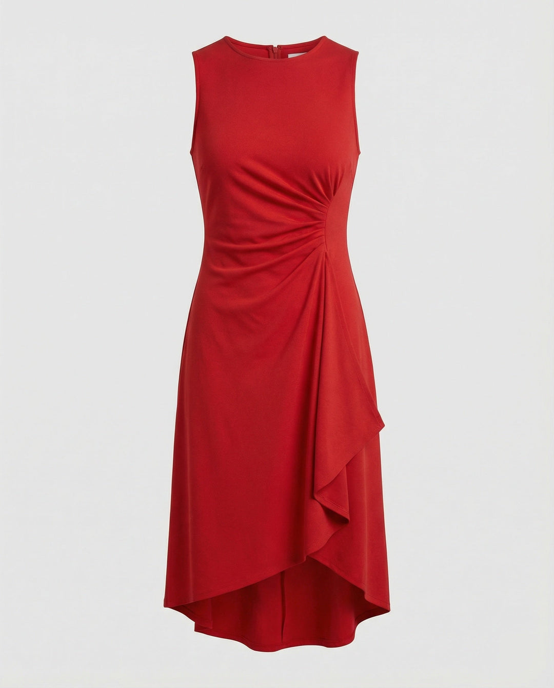 Damen ärmelloses Wickelkleid mit asymmetrischem Saum und Raffungen Drune