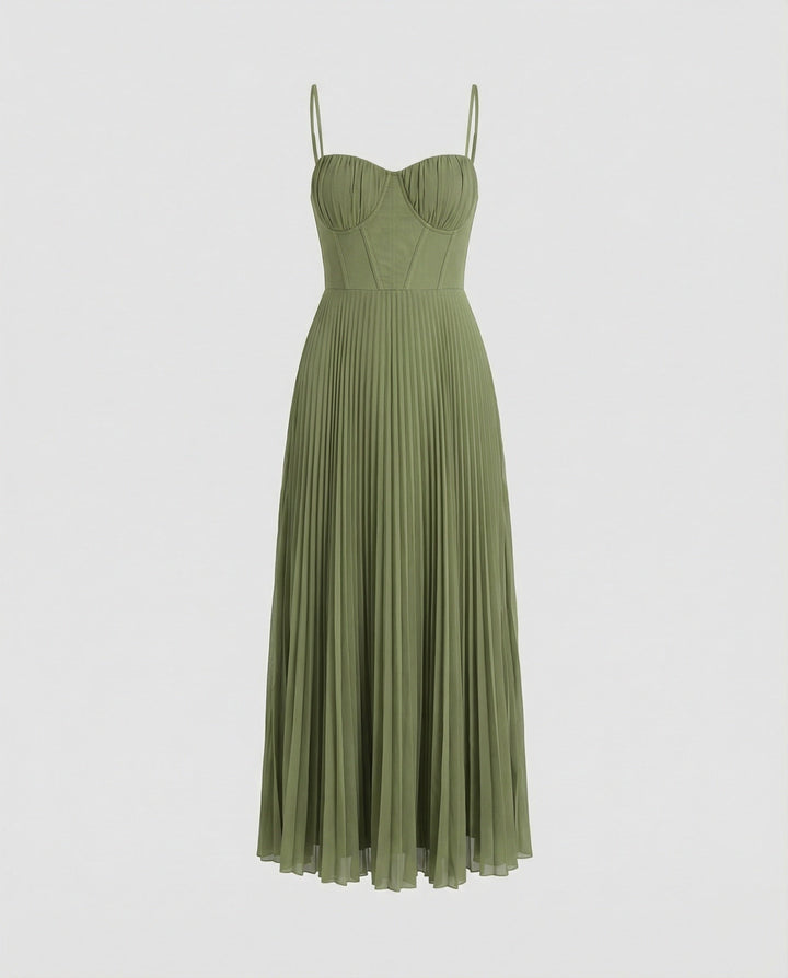Drune | Midi Ärmellos Kleid Mit Gefälteltem Tüll-Bustier