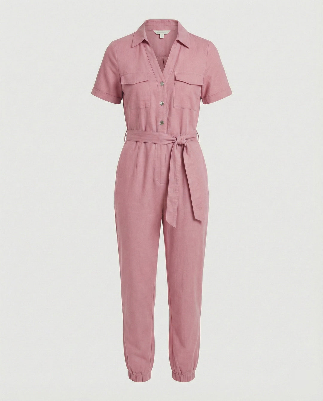 Damen lässiger Jumpsuit mit tailliertem Schnitt und durchgehender Knopfleiste Drune