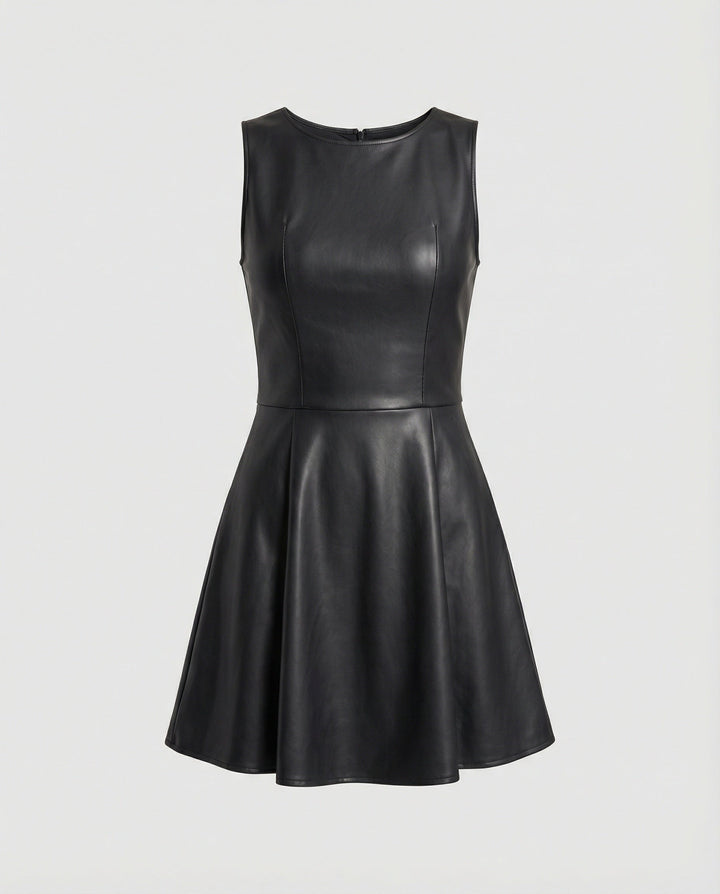 Damen Lederkleid mit schwingendem Rock