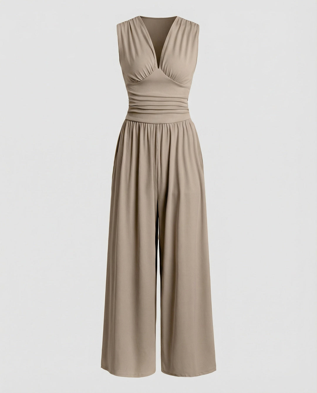 Damen Jumpsuit mit schickem V-Ausschnitt und weitem Bein Drune