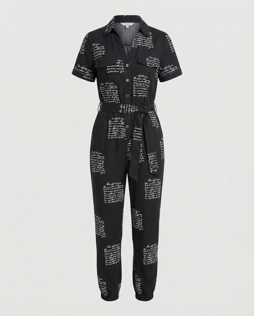 Damen lässiger Jumpsuit mit tailliertem Schnitt und durchgehender Knopfleiste Drune