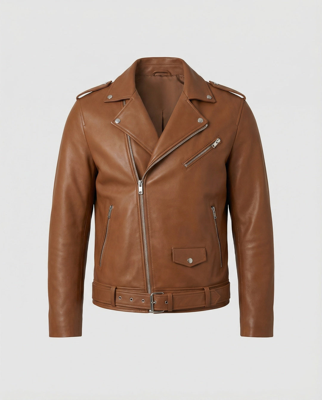Herren Bikerjacke Kunstleder tailliert