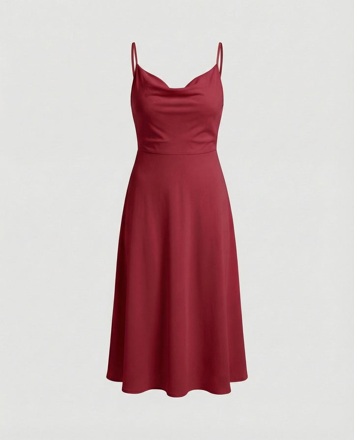 Drune | Lange Drapierte Kleid mit Eingebautem Bh