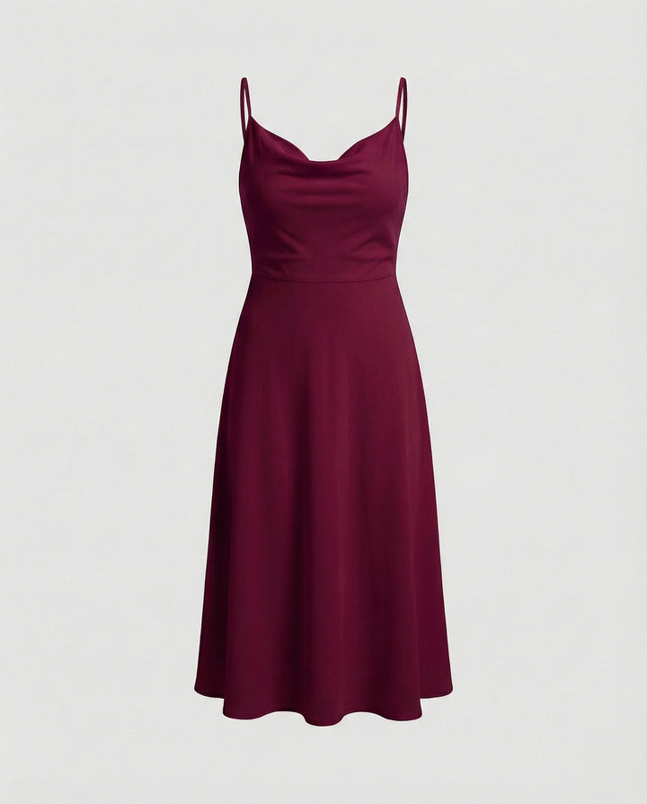 Drune | Lange Drapierte Kleid mit Eingebautem Bh