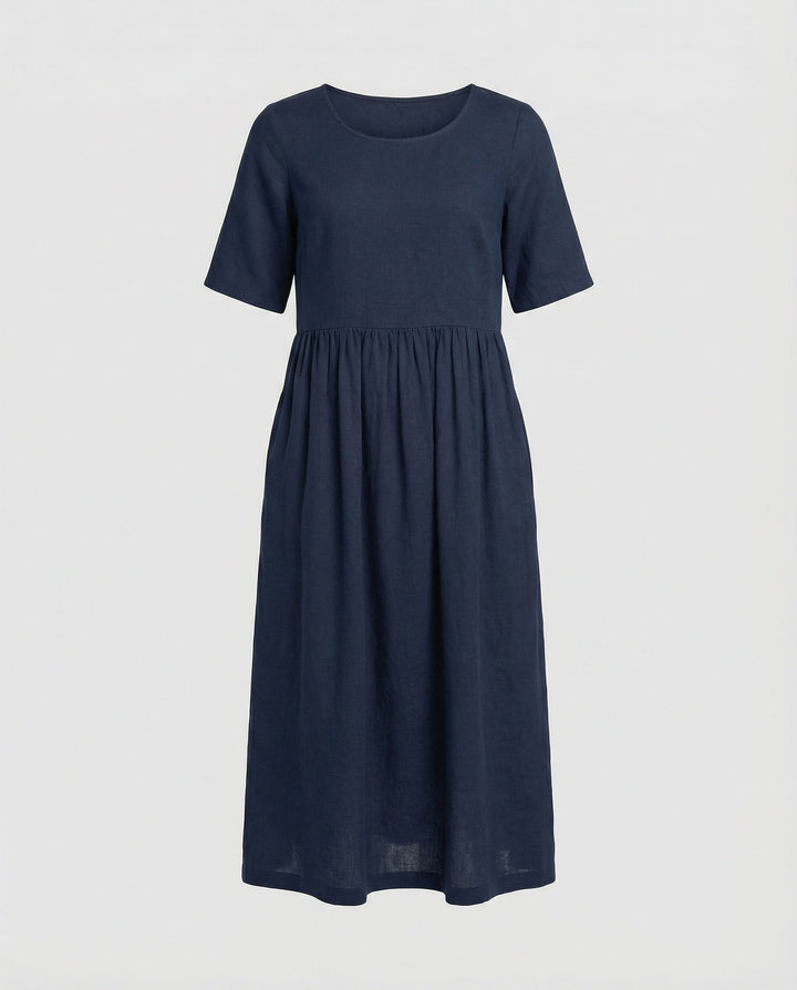Freizeitkleid Damen Midikleid Leinenoptik