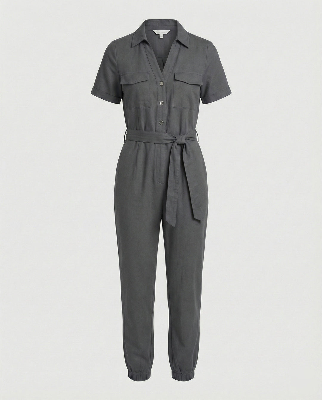 Damen lässiger Jumpsuit mit tailliertem Schnitt und durchgehender Knopfleiste Drune