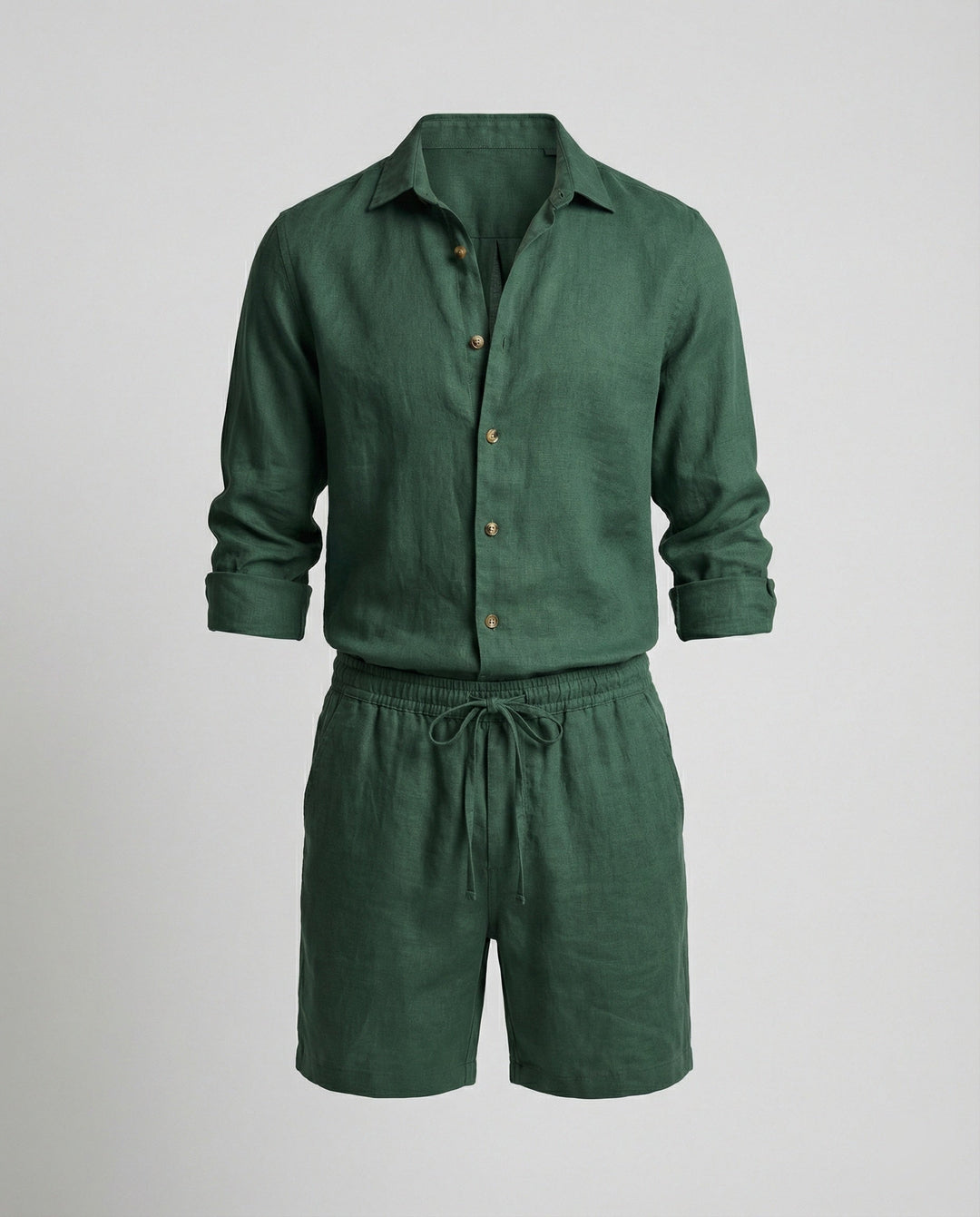 Zweiteiler Set Herren aus Leinen Hemd und Shorts