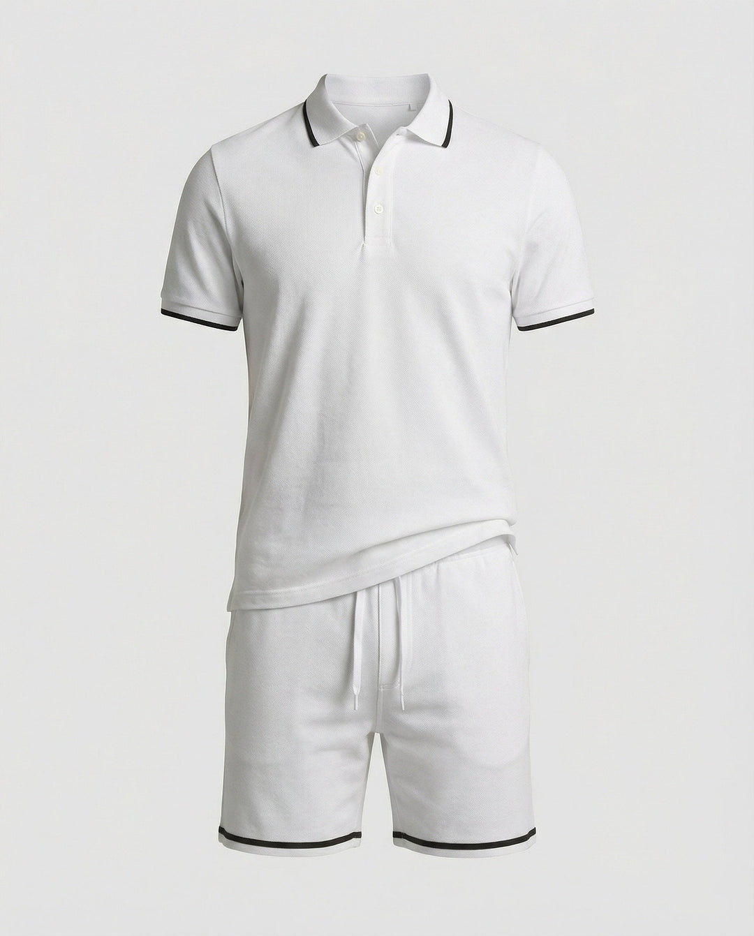 Herren Sportliches Polo- und Shorts-Set mit Kontraststreifen Drune