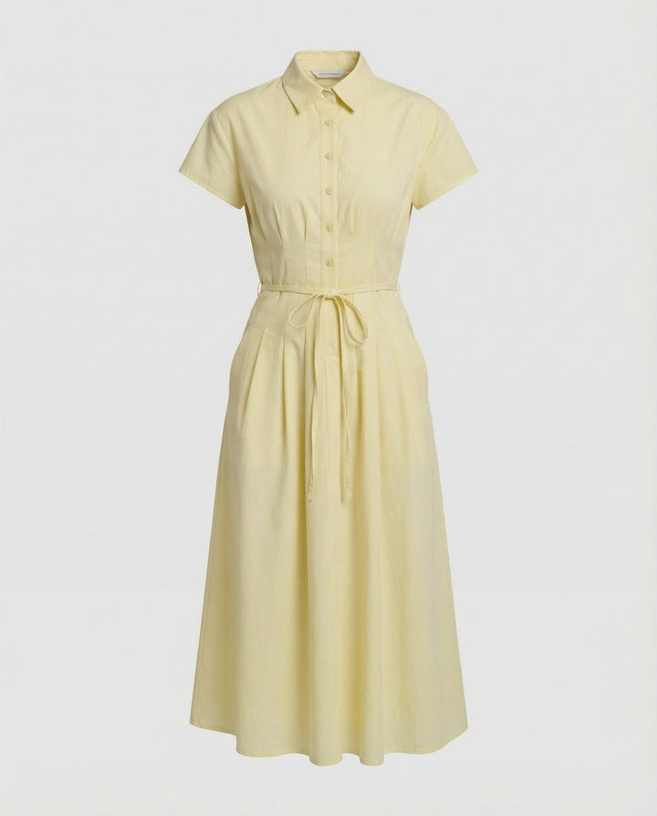 Damen Leinen Hemdkleid mit Gürtel