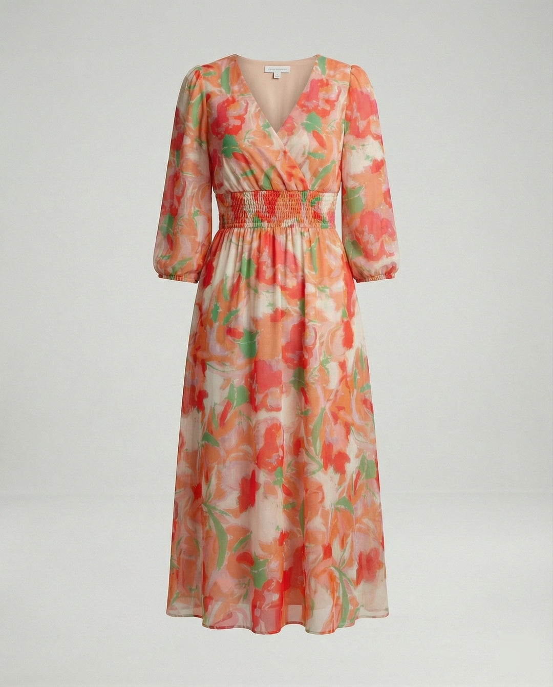 Damen Midikleid V-Ausschnitt Print