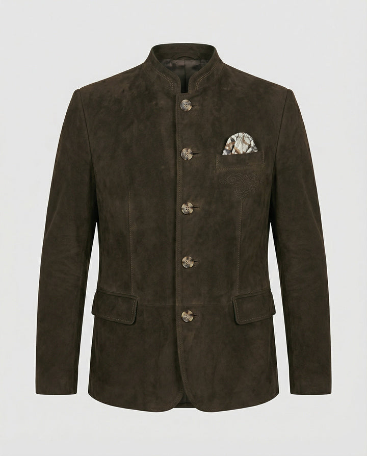 Herren Suede-Jacke mit Zierknöpfen