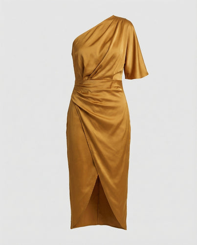 Elegantes Abendkleid lang aus Satin mit Schlitz