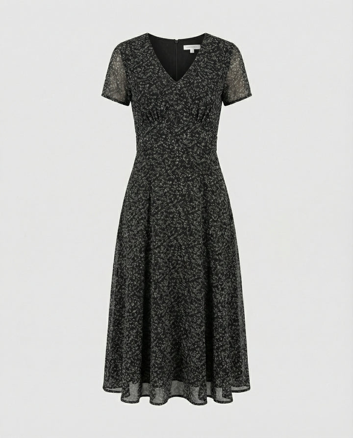 Drune - Elegantes Kleid mit V-Ausschnitt Schwingender Saum