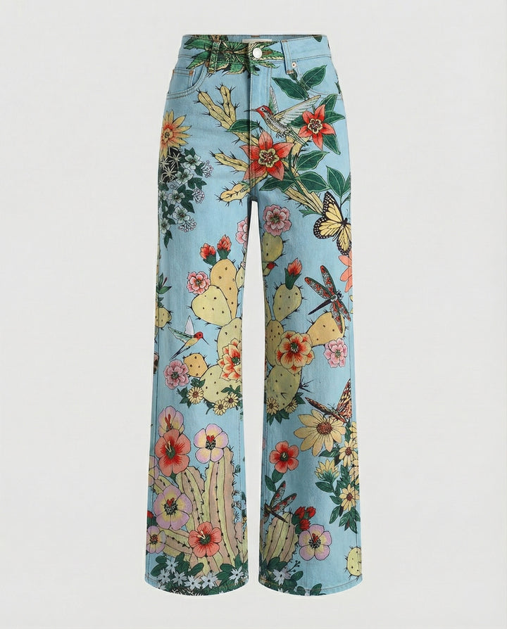 Drune - Modische Jeans, Mit Auffälligem Blumenprint