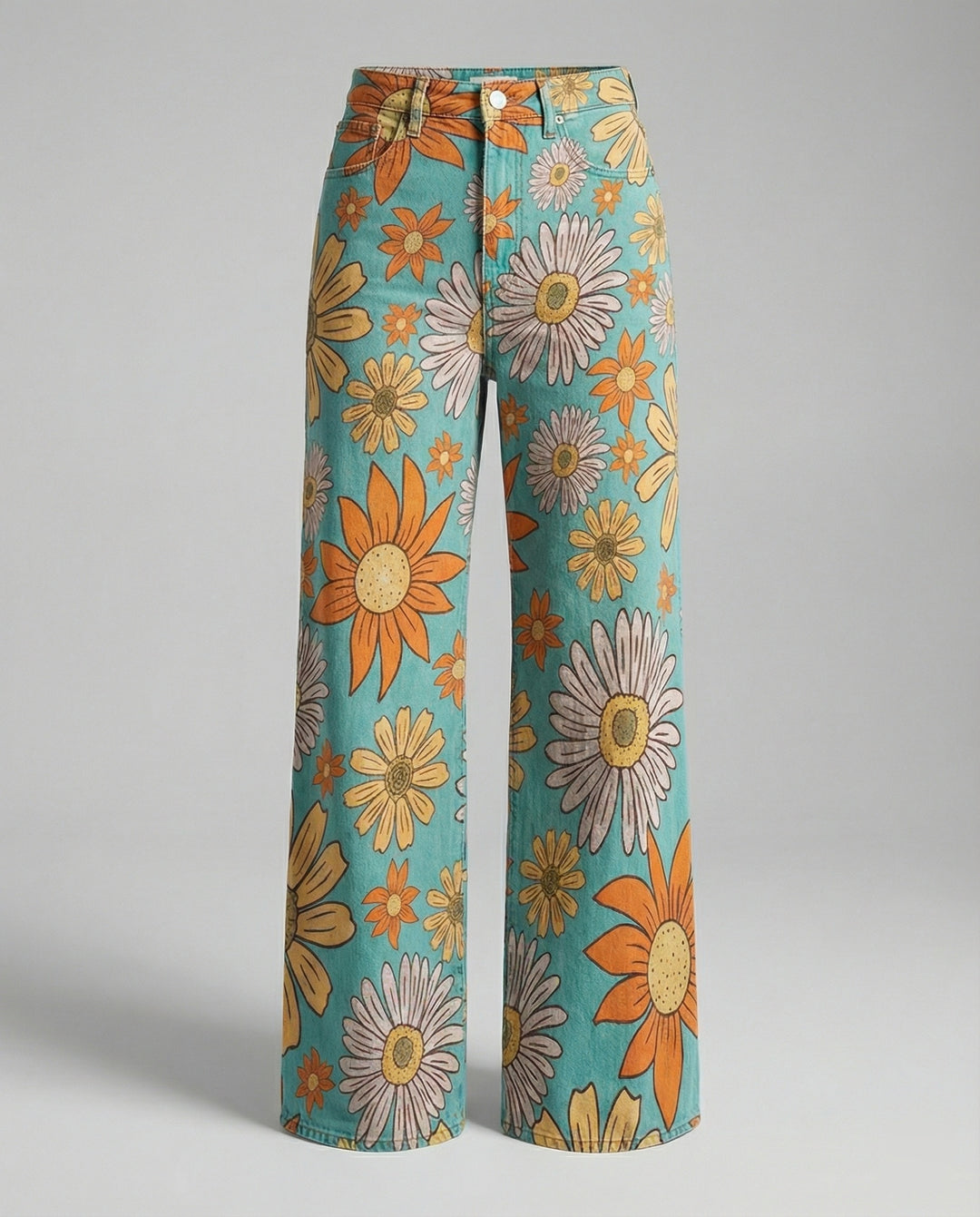 Drune - Modische Jeans, Mit Auffälligem Blumenprint