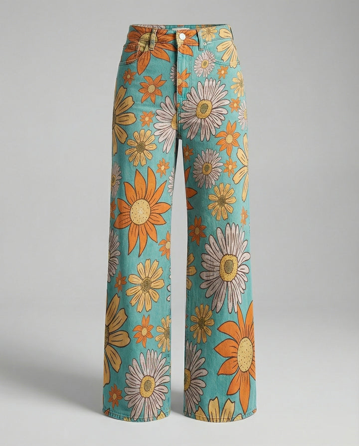 Drune - Modische Jeans, Mit Auffälligem Blumenprint