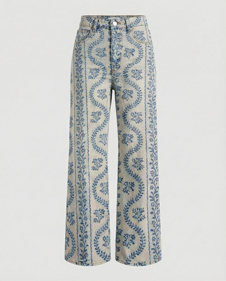 Drune - Modische Jeans, Mit Auffälligem Blumenprint