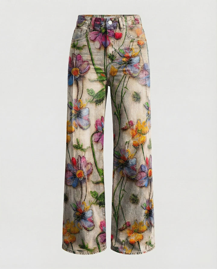 Drune - Modische Jeans, Mit Auffälligem Blumenprint