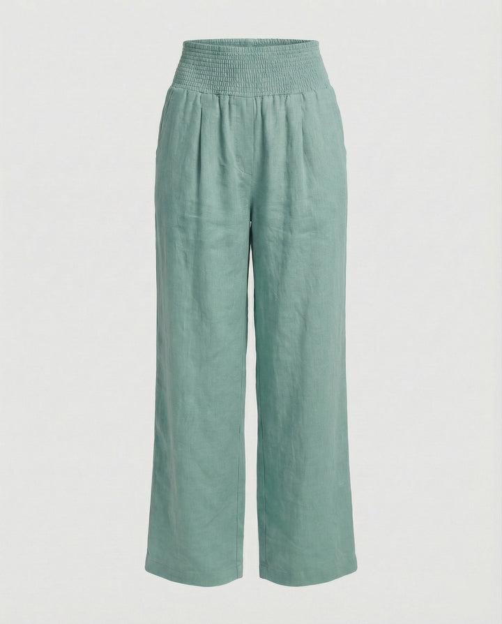 Damen Luftige Leinenhose mit elastischem Bund und Weitschnitt Drune