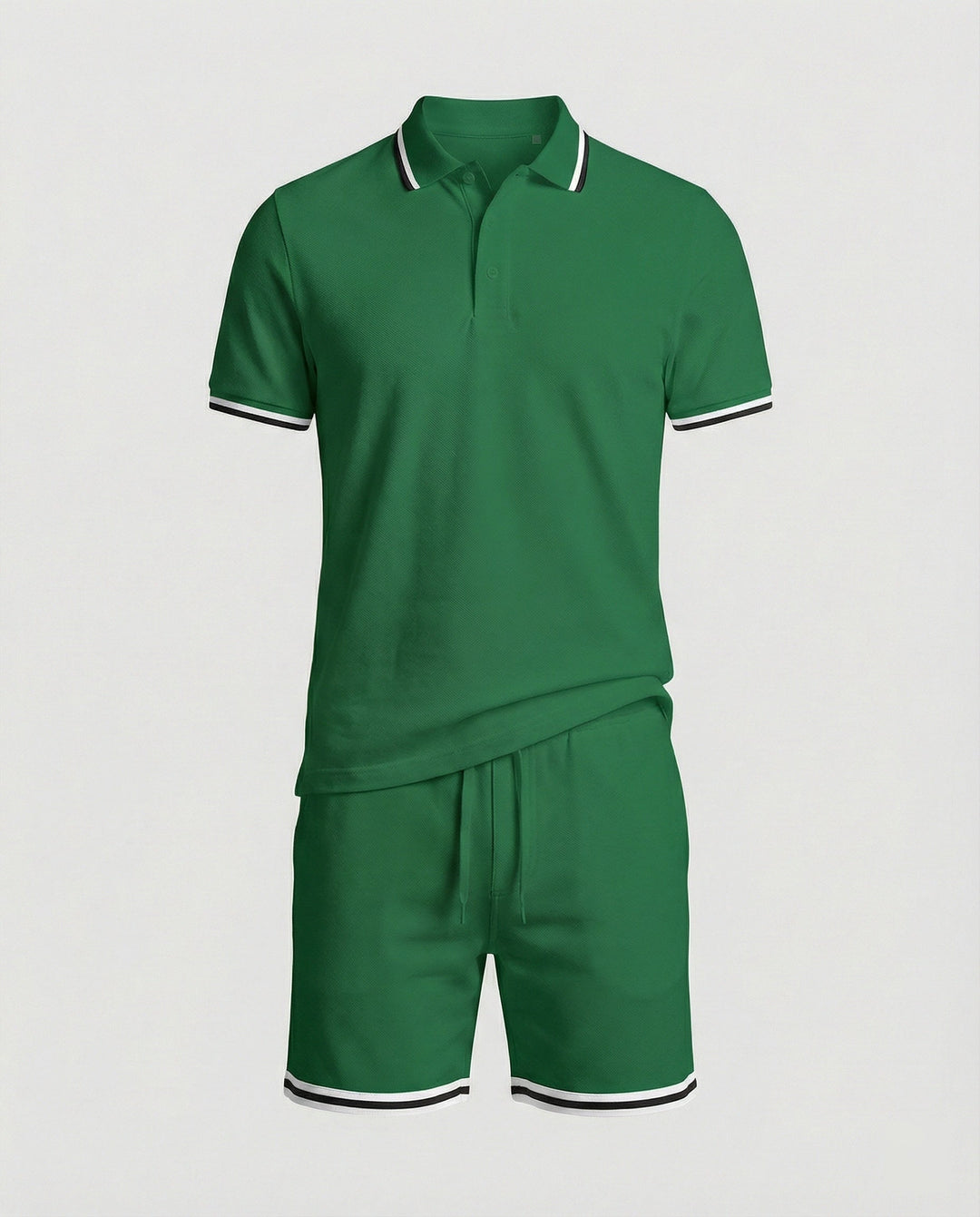 Herren Sportliches Polo- und Shorts-Set mit Kontraststreifen Drune