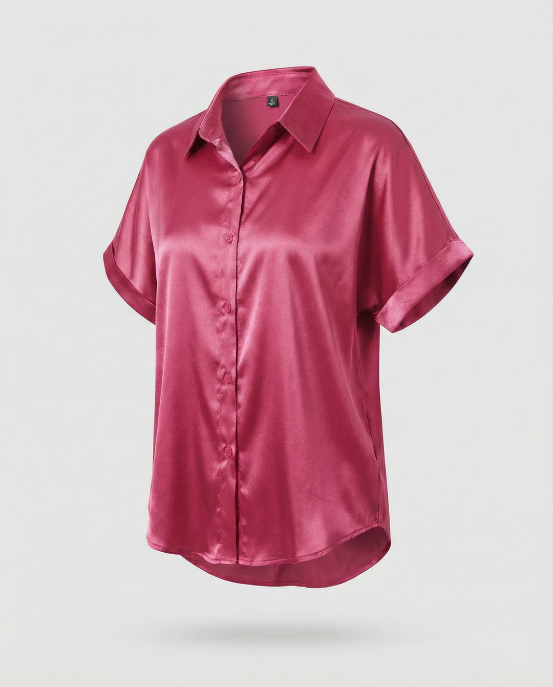 Damen Satin-Bluse mit großem Kragen und überschnittenen Schultern Drune