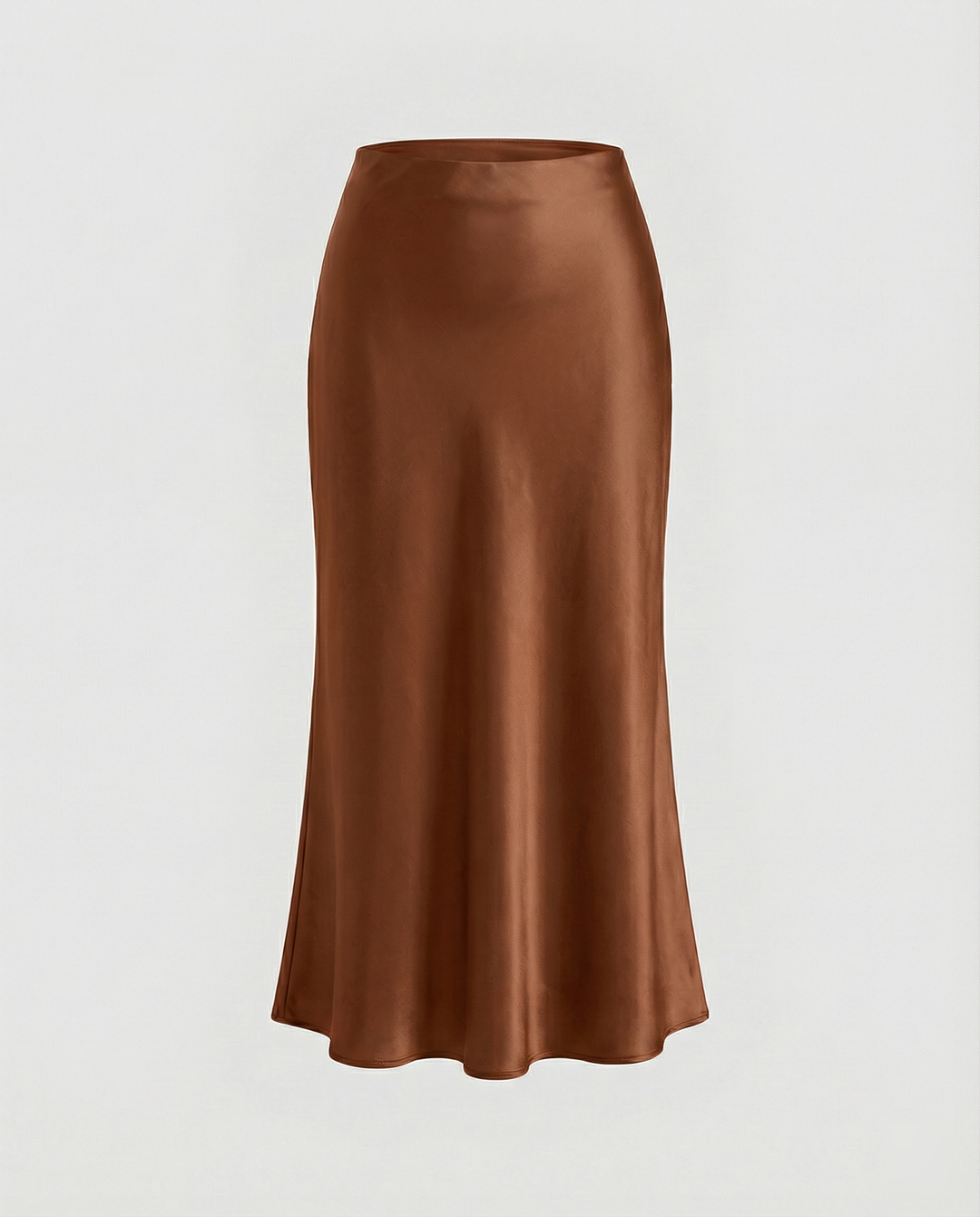 Damen eleganter Satin-Midirock mit fließendem Schnitt und hohem Bund Drune