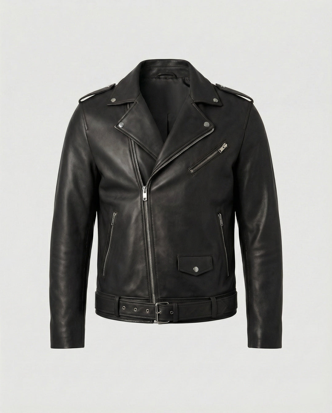 Herren Bikerjacke Kunstleder tailliert