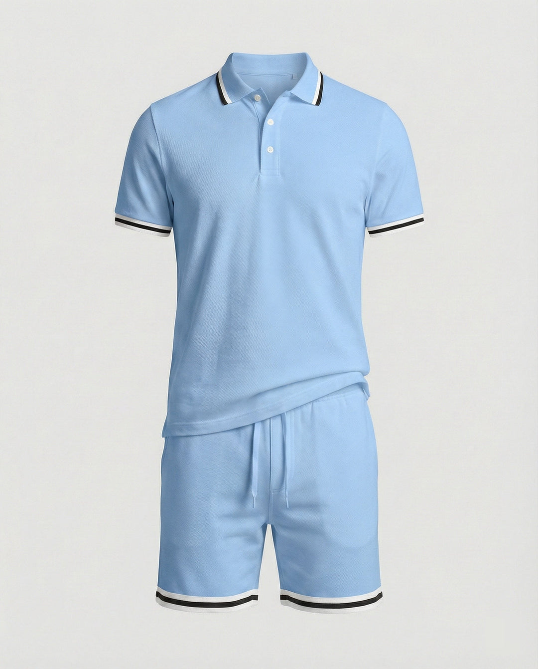 Herren Sportliches Polo- und Shorts-Set mit Kontraststreifen Drune