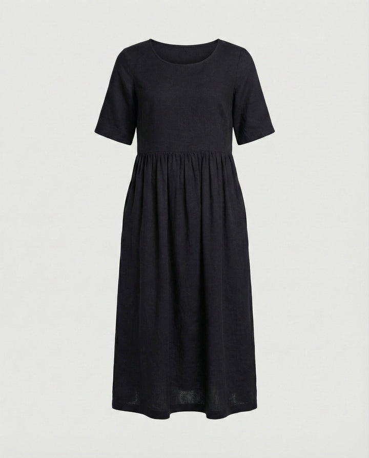 Freizeitkleid Damen Midikleid Leinenoptik