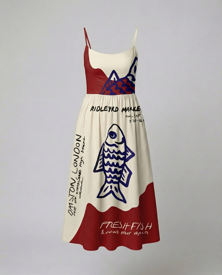 Drune | Einfarbiges Kleid mit U-Ausschnitt und Strapsen