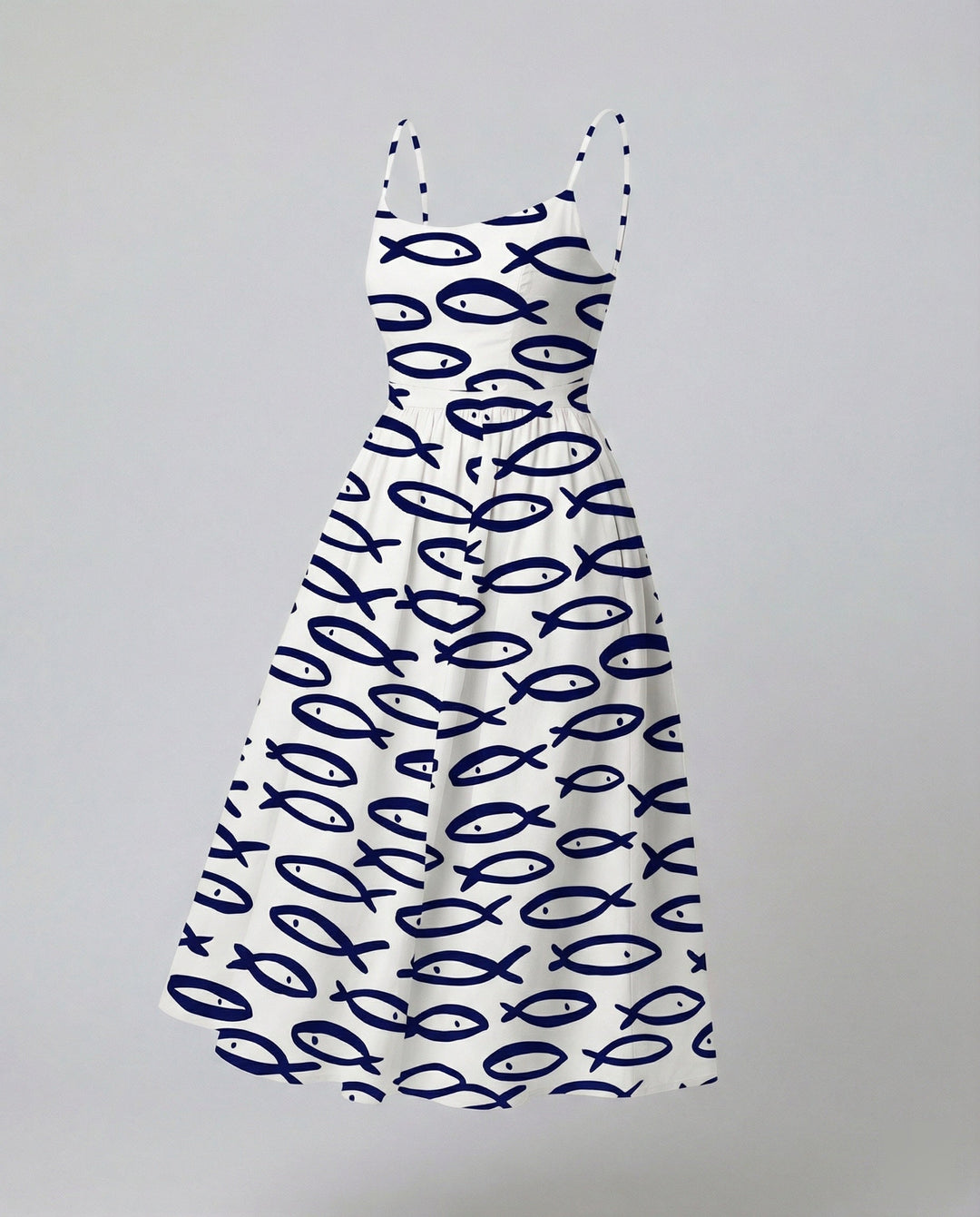 Drune | Einfarbiges Kleid mit U-Ausschnitt und Strapsen
