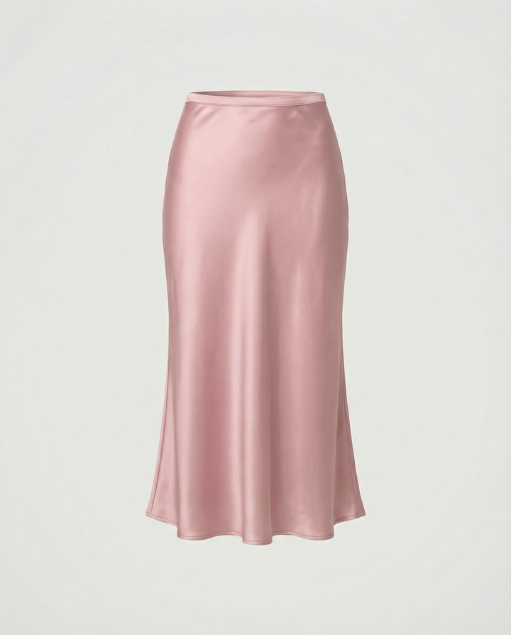 Damen eleganter Midirock mit sanftem Schnitt und hohem Bund Drune