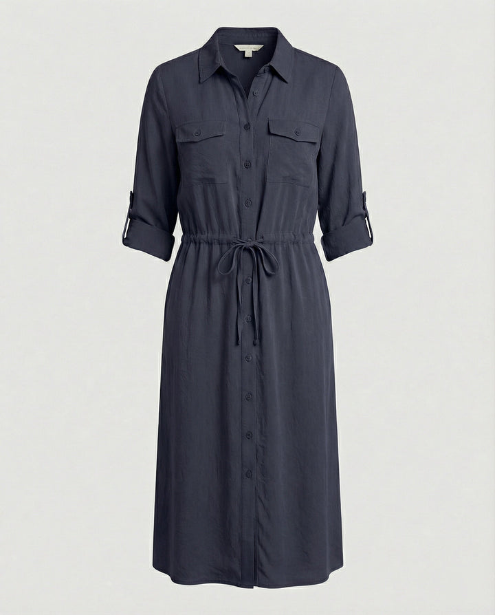 Damen Hemdblusenkleid mit Kordelzug