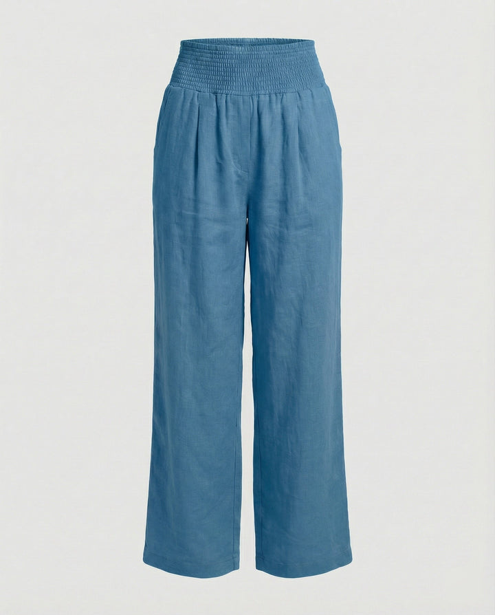 Damen Luftige Leinenhose mit elastischem Bund und Weitschnitt Drune