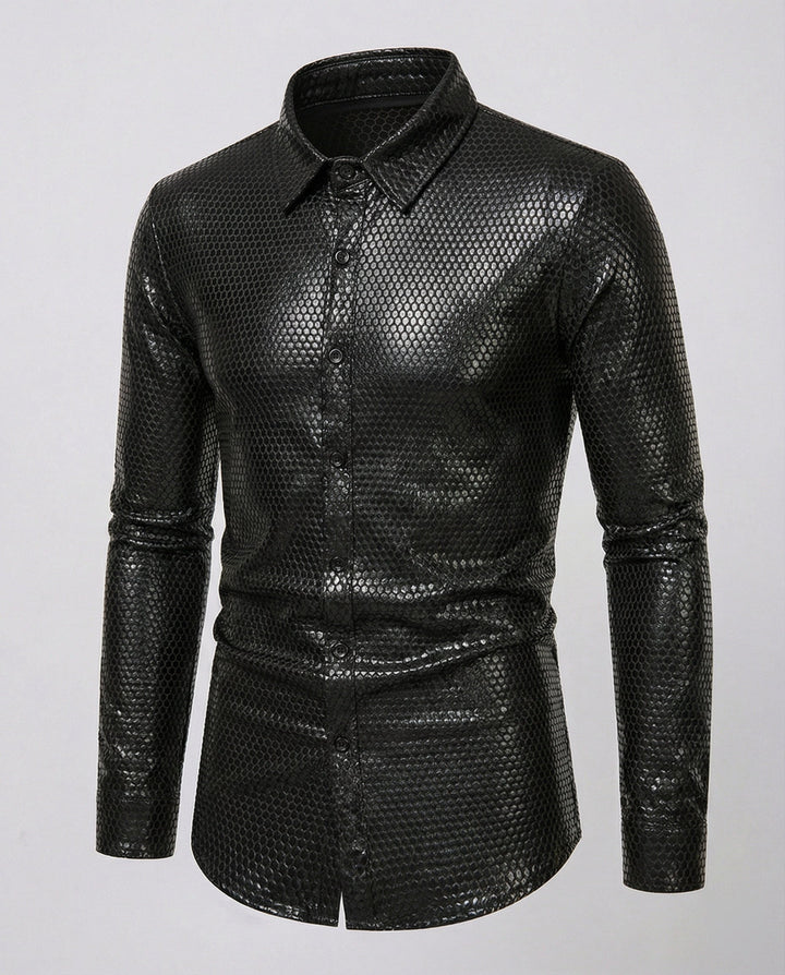 Herren Hemd mit glanzvollem Wabenmuster Drune