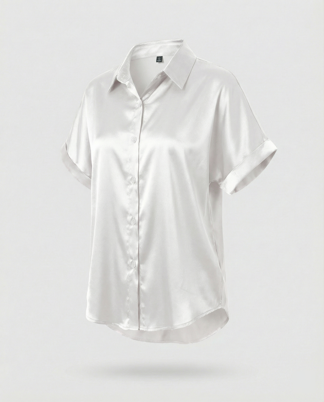 Damen Satin-Bluse mit großem Kragen und überschnittenen Schultern Drune