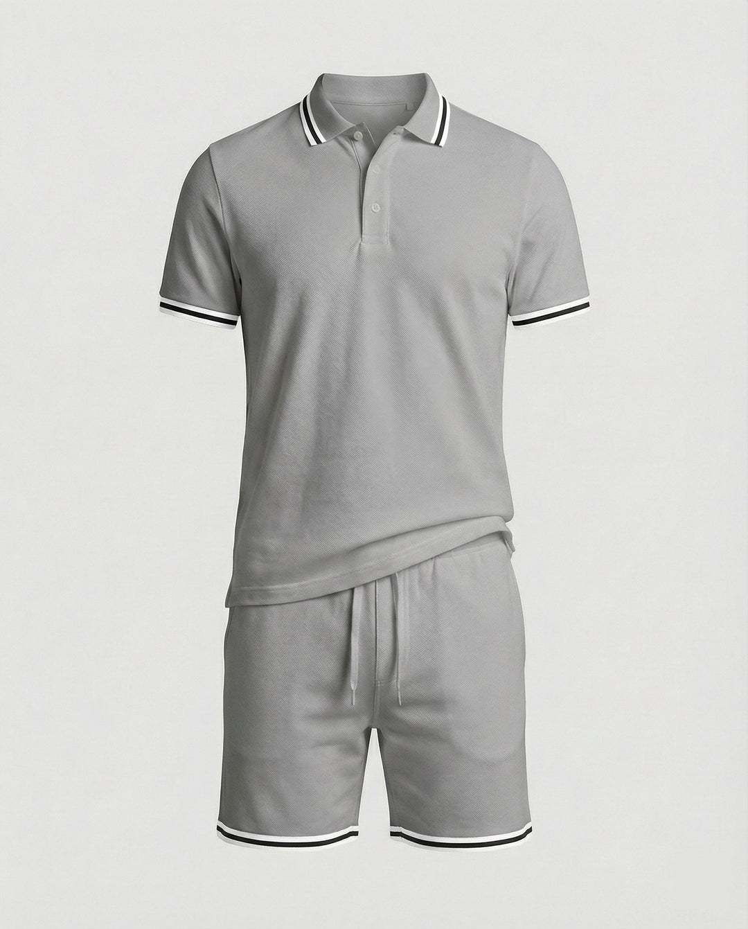 Herren Sportliches Polo- und Shorts-Set mit Kontraststreifen Drune