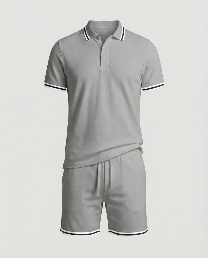 Herren Sportliches Polo- und Shorts-Set mit Kontraststreifen Drune