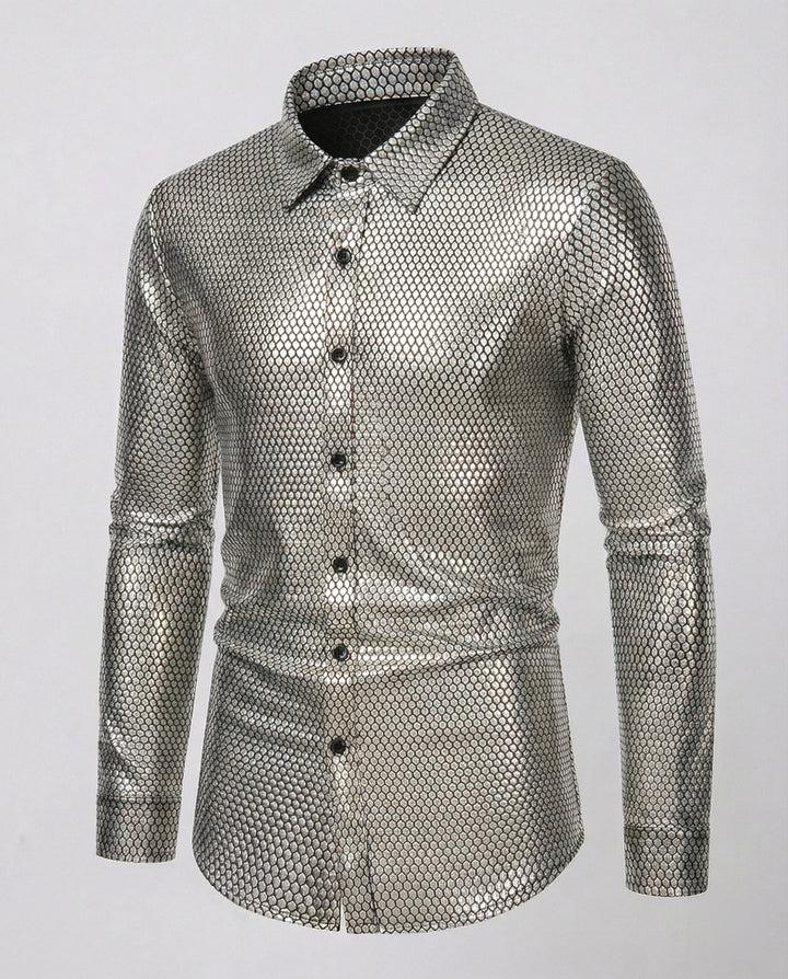Herren Hemd mit glanzvollem Wabenmuster Drune