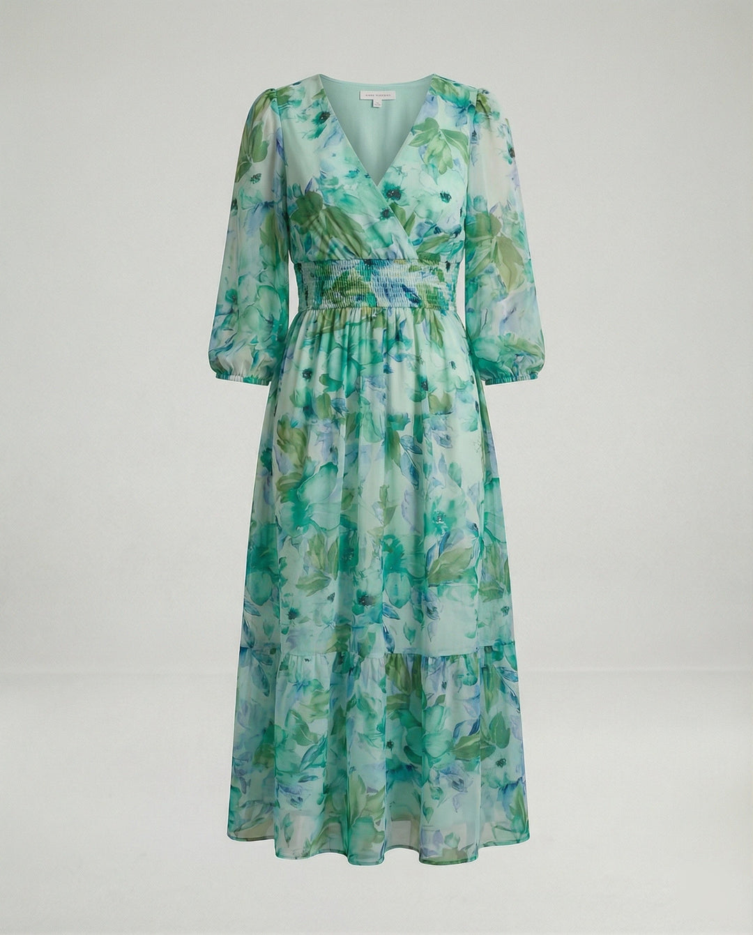 Damen Midikleid V-Ausschnitt Print