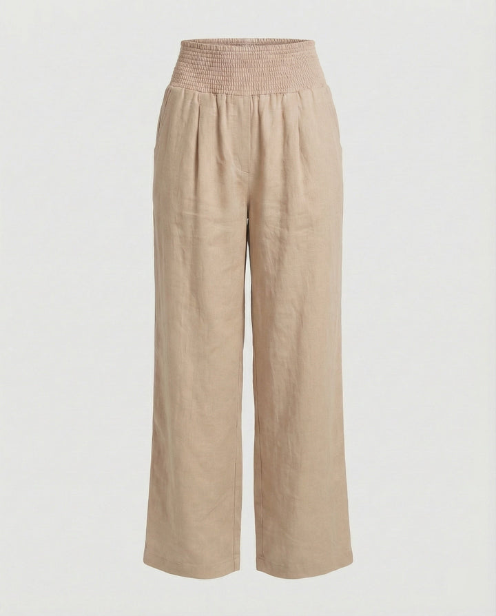 Damen Luftige Leinenhose mit elastischem Bund und Weitschnitt Drune