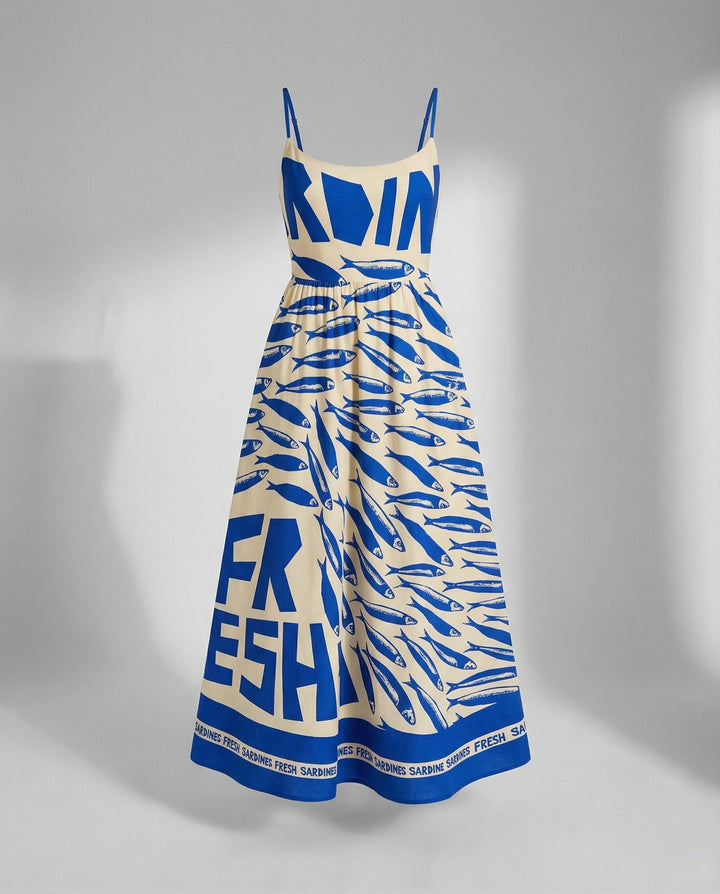Drune | Einfarbiges Kleid mit U-Ausschnitt und Strapsen